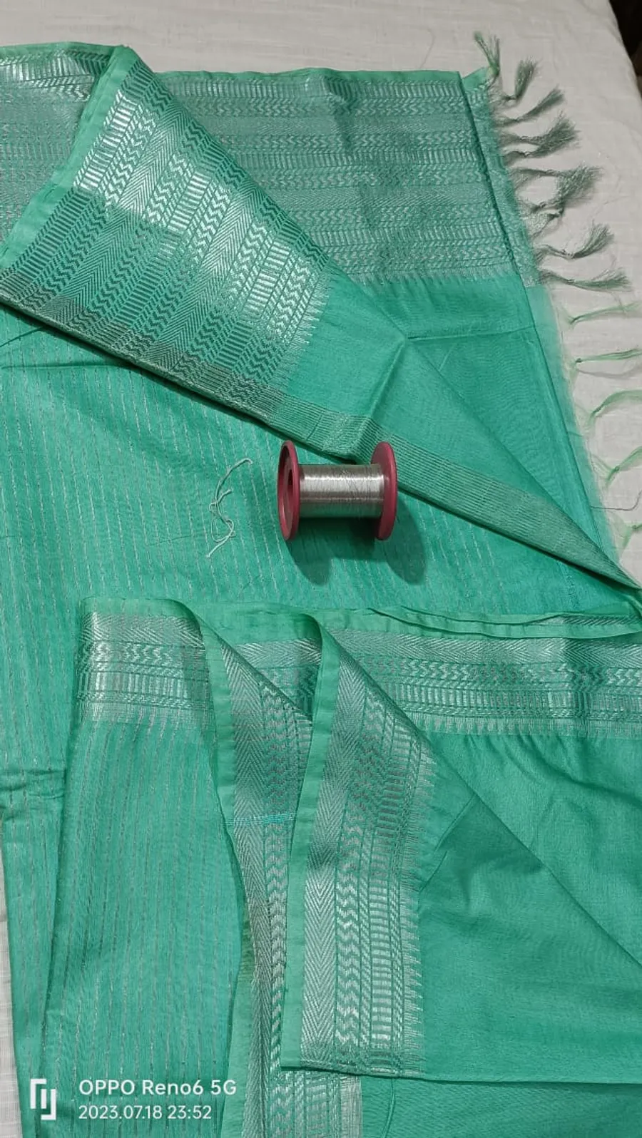 Elegant Mangalagiri Cotton Saree with Silver Zari Woven Borders
